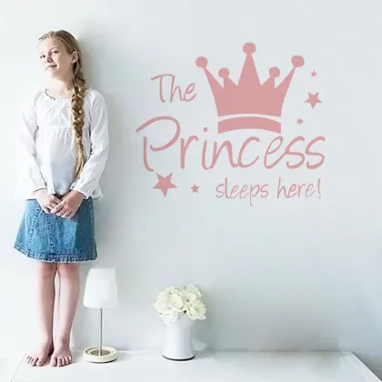 Hot Pink Princess Crown Wall Stickers: Elegant Decorations for Girl's Bedroom Walls
