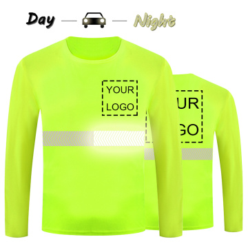 Custom high visibility reflective safety shirt long sleeves