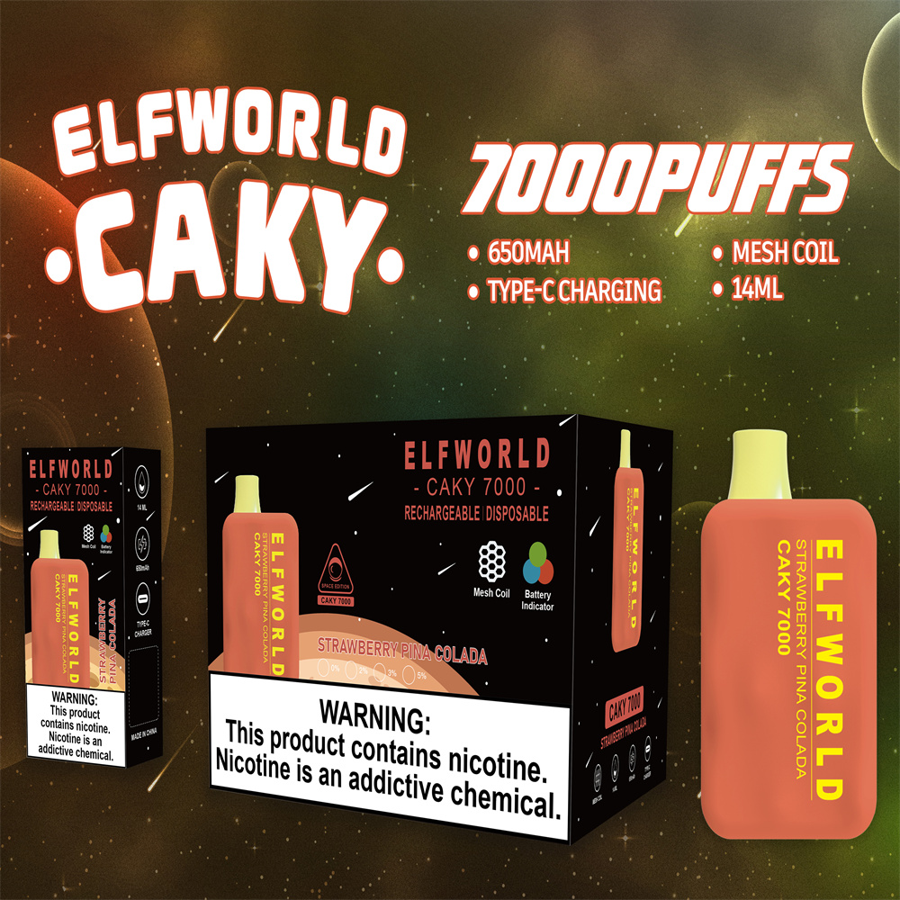 Elfwolrd Caky 7000 Strawberry Mango Vape