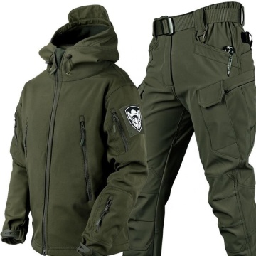 High Quality Outdoor Shark Skin Warm Keeping Soft Shell Track Suit Jacket & Pant