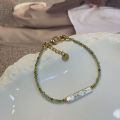 Custom Natural Olivine Green Necklace with freshwater pearl