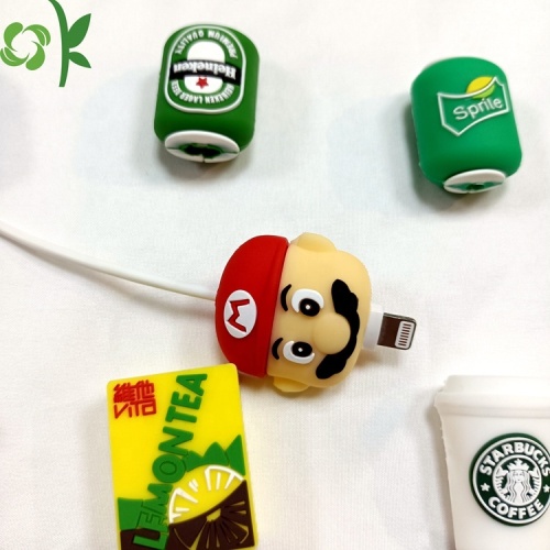 Aangepaste Cartoon Design Siliconen Oplader Draad Kabel Protector