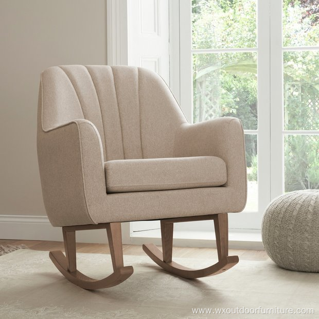 Nordic Home Furniture Factory Direct Wood Balcony Reclining Fabric Recliner Leisure Hotel Living Room Rocking Lounge Chair