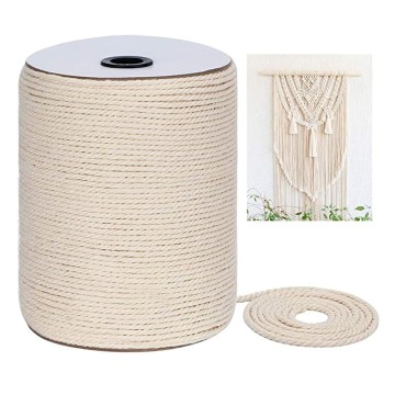 45#3mm x 300m Cotton Rope Multi-purpose Creative Diy Cotton Rope Strands Twisted Macrame Cotton Cord for Wall Hanging Crafts