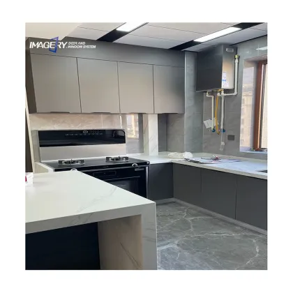 Modern Silver Kitchen Cabinets with Aluminum Profiles and Modular Hardware