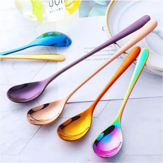 304 stainless steel colorful soup spoon ice spoon