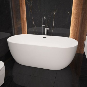 Venta caliente Blanca Blanca 1.5m Bañera rectangular acrílica con grifo y drenador
