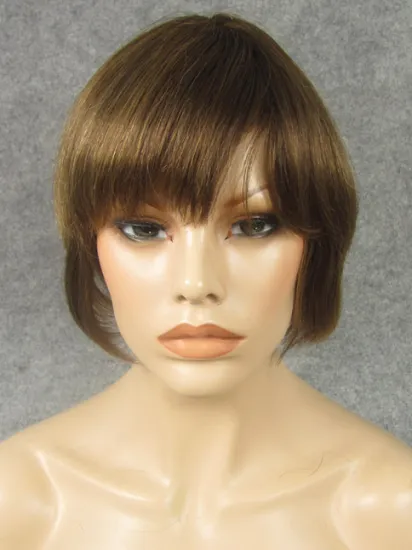 Brown Chic Short Cheap 100% Human Hair Full Wig