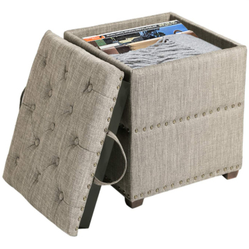 Folding Storage Ottoman: Padded Seat, Footstool, Cube Toy Box for Dorms and Bedrooms