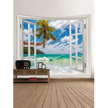 Tapeçaria Tapeçaria Janelas Praia Série Mar Tapeçaria Tapeçaria Estilo Tropical para Quarto Decoração do Dormitório Em Casa