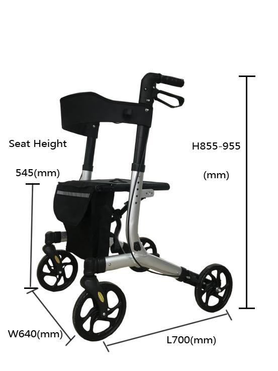 Tonia Leichtes Aluminiumrollator Einstellbarer Rollwanderer mit Sitz für ältere Menschen \ Behinderte \ Limited Mobility Patienten