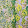 Tessuto verde jacquard floreale in neopaque