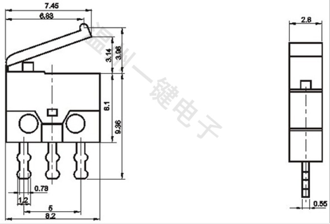 10PCS KFC-V-135 3PINS New Design Game switch Limit switch with bent foot