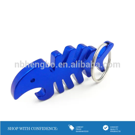 blue fish bone bottle opener can opener key ring