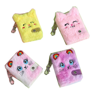 Cute Kitty Plush Keychain and Pocket Notebook Set for Kids