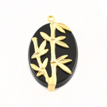 Pendant, Fashion Jewellery Oval Agate Onyx Beads Antique Gold Pendant, Pendant Jewelry Findings Metal P7652
