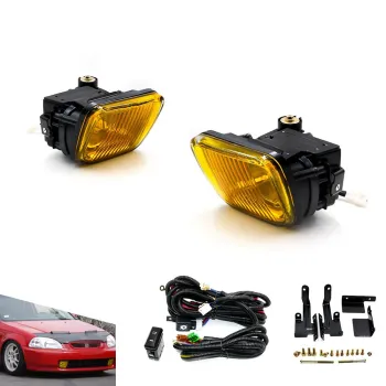Yellow Fog Lights and Driving Lamps for 1996-1998 Honda Civic 2/3/4 Door Models
