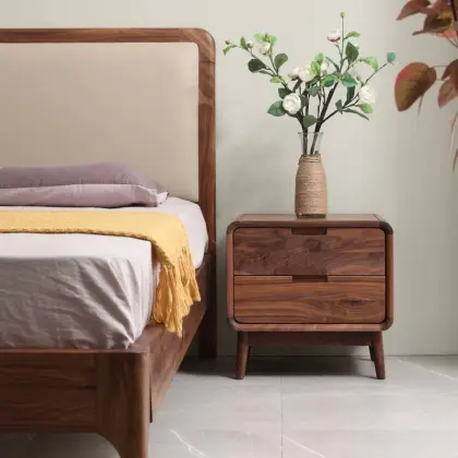 Minimalist Black Walnut Bedside Cabinet for Home Use