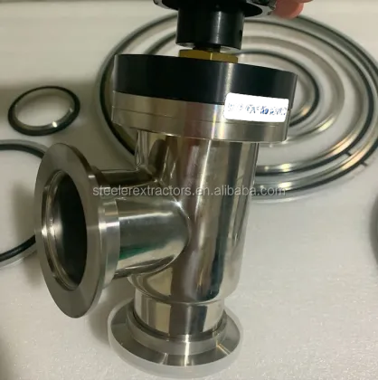 KF/CF Stainless Steel High Vacuum Angle Valve Flapper Valve
