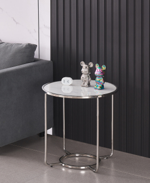 Round Ceramic Coffee Table with Stainless Steel Legs​