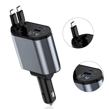 Retractable Phone Car Charger with USB Cable for Smart Phones