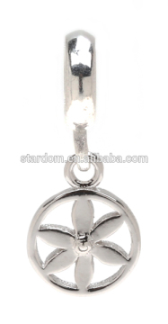 European style 925 sterling silver flower shaped pendant