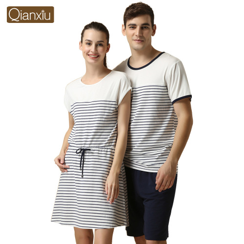 Qianxiu top sale cheapest couple pajamas made by factory