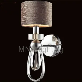 popular European chrome metal fabric shade Led wall lamps