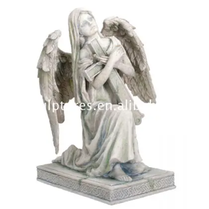 Hot sale garden decor stone angel sculpture marble guardian angel holding baby statue