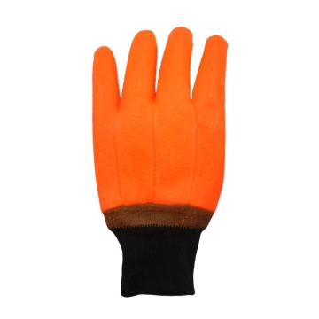 Fluorescent orange PVC coated gloves