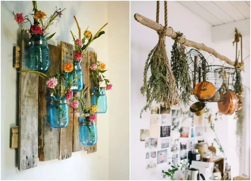 Decorate the wall with natural materials