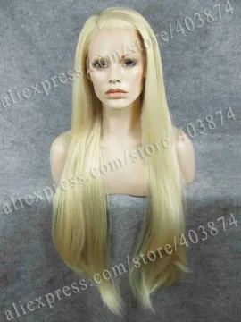 New Arrival Light Blonde Wig Silky Straight Wig Synthetic Lace Front Wig