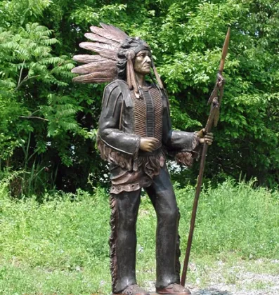 Hot Sale Bronze Indian Chief Statue with Spear for Garden Decoration