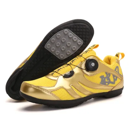 Classic Cycling Shoes: Breathable Men's Lockless Road Bicycle Shoes and Women's Non-Slip Rubber Sole Sneakers