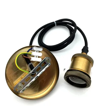 Textile Cable Pendant Light Kit with E27 Lamp Holder and Ceiling Rose