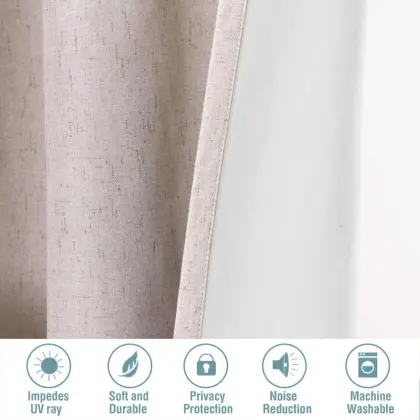 Linen Blackout Curtains Thermal Insulated Curtain Draperies
