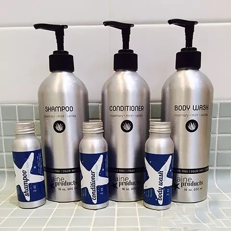 Pompe de shampooing de lotion bouteille en aluminium bonne qualité 500 ml