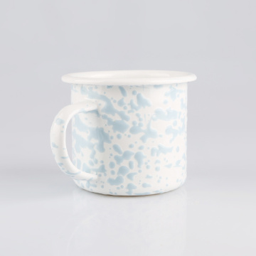 4 Choices Blue and White Speckled Bumped Design Enamel Coffee Mug Metal Drinking Outdoor Camping Cups White Painted Rim  Tableware Set