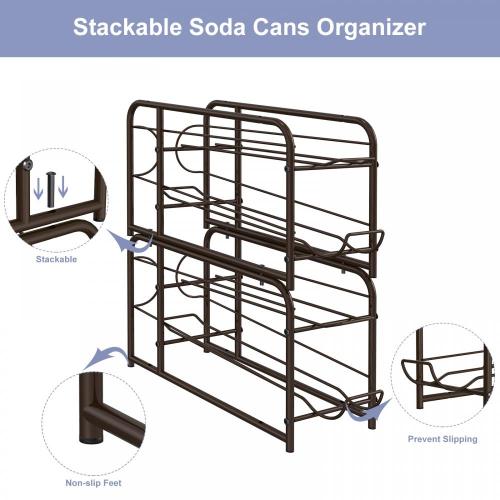 Estante de almacenamiento del organizador de soda de bronce para la cocina