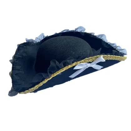 Wholesale Fashion Halloween Lace Pirate Hat with Button - Red Captain Morgan Hat for Party