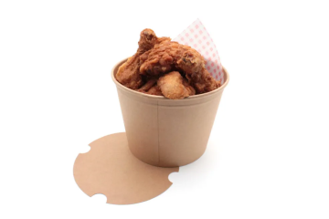 Kraft Paper Fried Chicken Bucket with Lid Opening