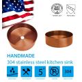 Stainless Steel Handmade Round Rose Gold Sink