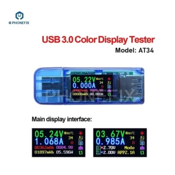 AT34 USB LCD Display Voltage Current Meter Tester Power Bank Detector