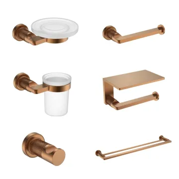Wall Mounted Rose Gold Bathroom Hardware Set, 8 Pieces