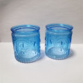 Colored glass blue green candle holder