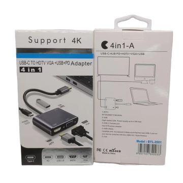 Factory Direct Alluminio in lega di docking 4 in 1 per HDTV, VGA, USB e PD