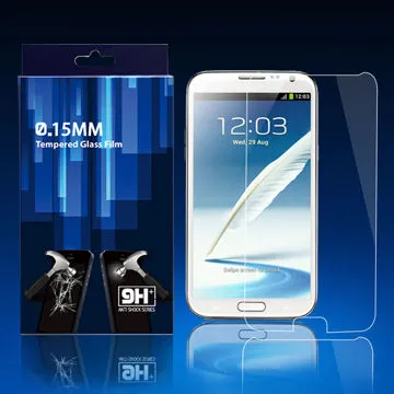 0.1mm Tempered glass screen film for Samsung Note2 Anti-shock anti-fingerprint