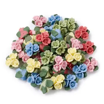 50pcs/set Mixed Color Handmade Porcelain Cabochons China Clay Beads Flower Style for Jewelry Making DIY Bracelet Necklace