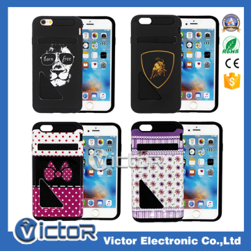 Customer design many Picture available PC & TPU with card slot cellphone case for IP6