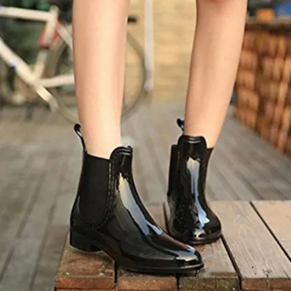 Glossy Gum Rain Boots for Women - PVC Chelsea Boots